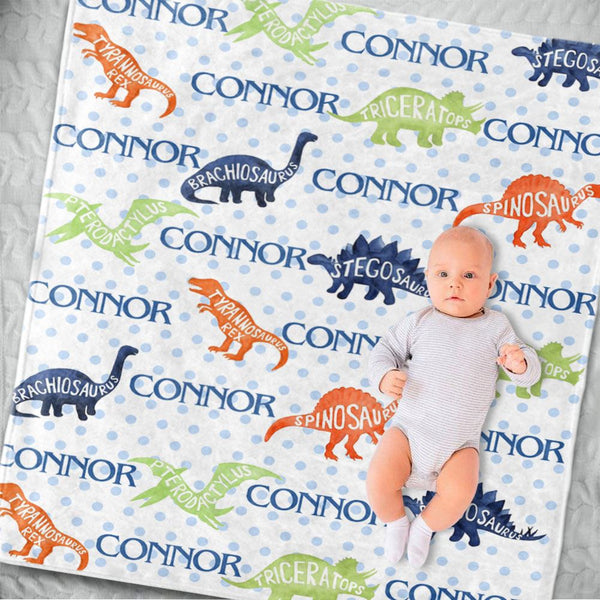 Custom Name Dinosaur Blankets