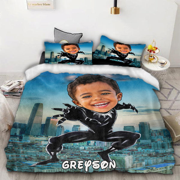 Personalized Hand-Drawing Kid's Photo Portrait Cozy Microfiber Bedding Set